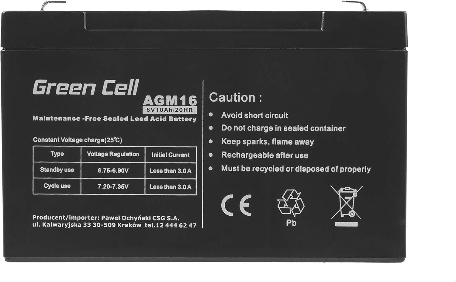 Carentan Batterie 6v 10amperes pour Moto Electrique Enfant