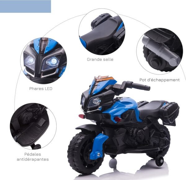 Homcom Moto Electrique pour Enfant Metal Noir 8