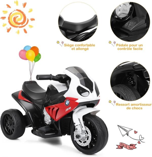 Moto Electrique 3 Roues Enfant Rouge 2