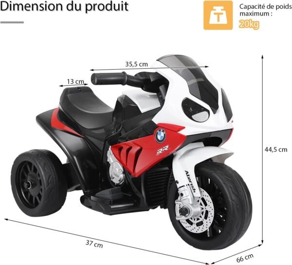 Moto Electrique 3 Roues Enfant Rouge 5