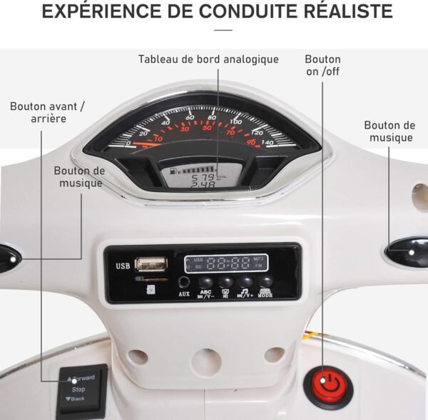 Moto Electrique Blanc Enfant en Plastique 6